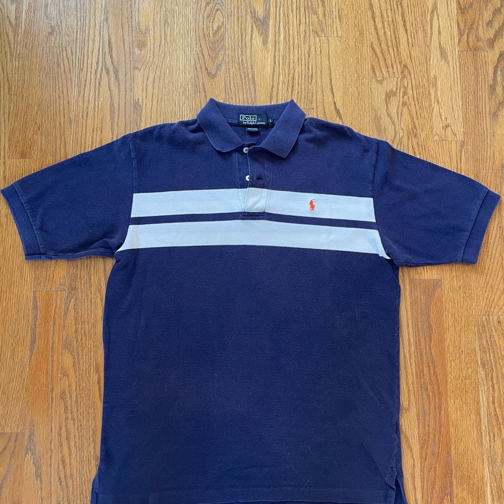 Polo by Ralph Lauren Men's Polo Shirt in Navy and White